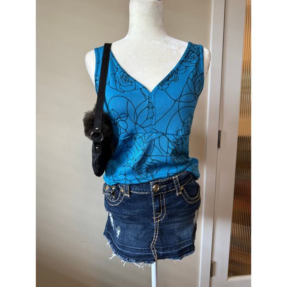 Y2K Spread Your Wings blue rose floral top - Picture 3 of 3